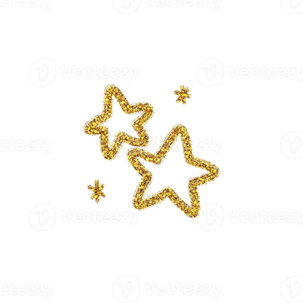 Shiny Metallic Golden Star Shape Hand-drawn Illustration png