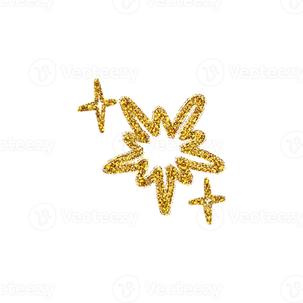 Metallic Golden Star Hand-drawn Illustration png
