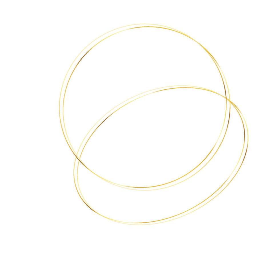 two Golden round frame with light effects vector