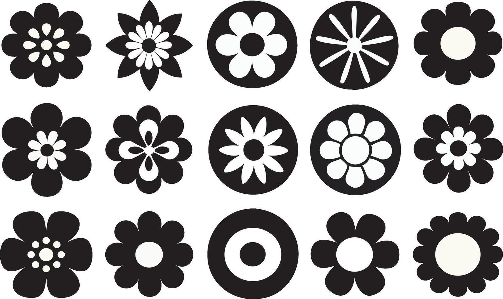 Simple Graphic Flower and Leaf Pattern Mid-Century Seamless Botanical Design vector