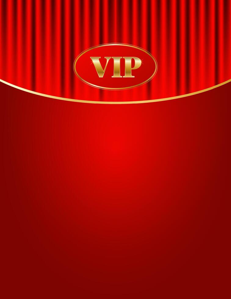 Luxury VIP card with draped curtains. Red background. illustration for casino, party, award and your business vector