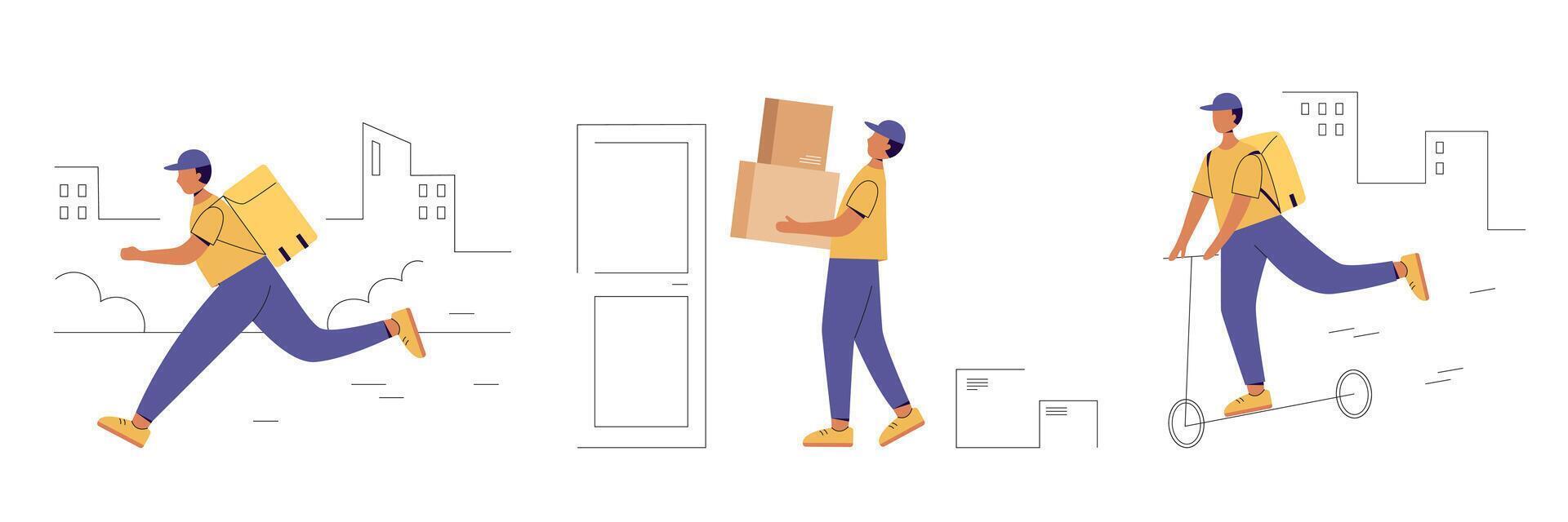 Fast and free delivery service set vector