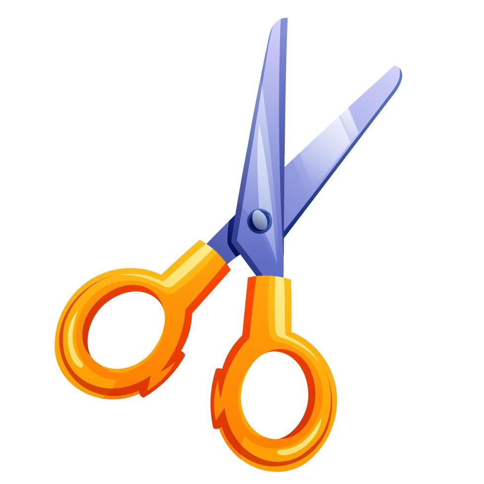 yellow metal scissors on transparent background vector