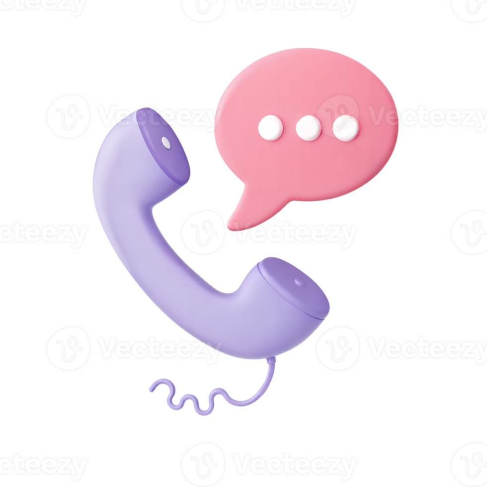 Retro Telephone Handset With Pink Speech Bubble For Communication And Assistance png