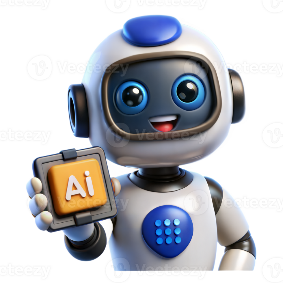 Cute Robot Holding Ai Chip Creative Technology Futuristic Design Concepts png