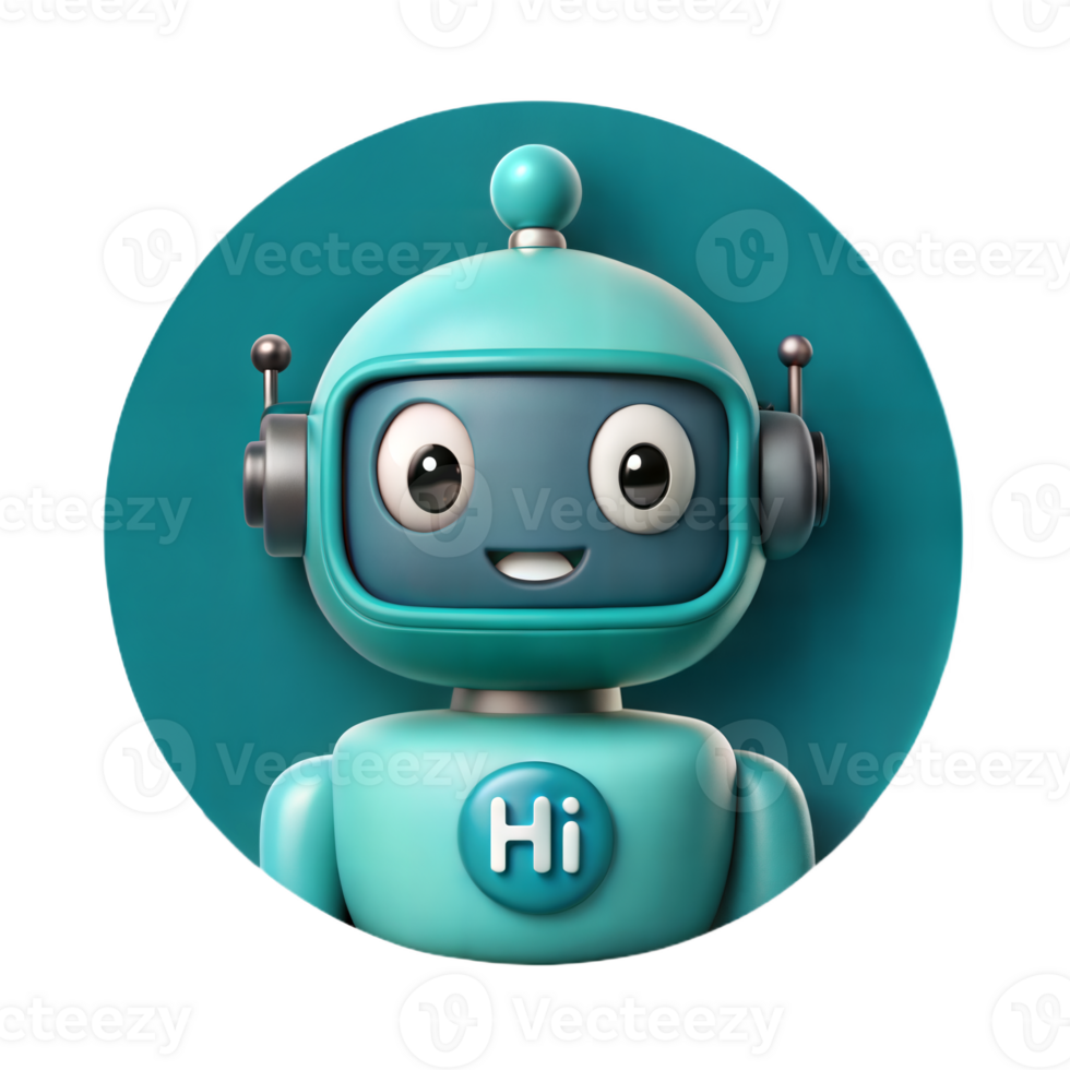 Cute Teal Robot Character Mascot With Smiling Face On Isolated Background png