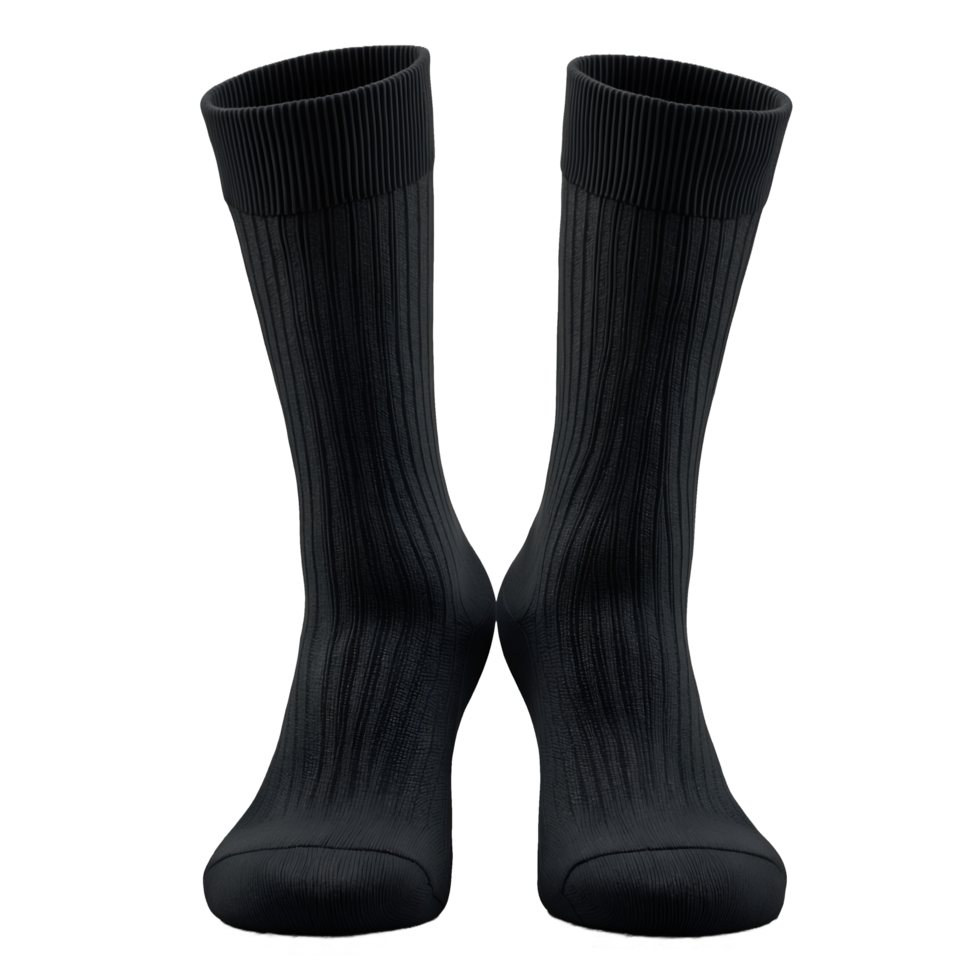 Pair of Black Ribbed Socks Isolated on Transparent Background png