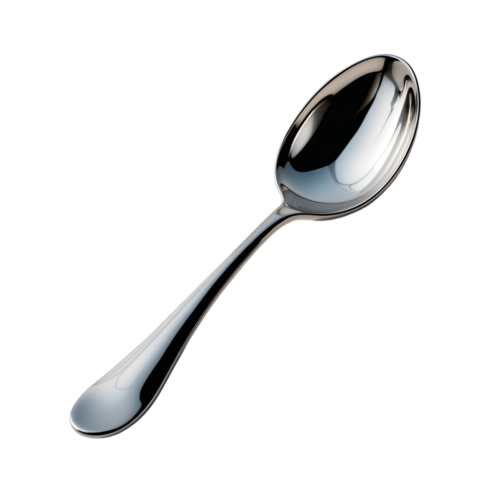 Close-Up of a Shiny Metal Spoon on Transparent Background png