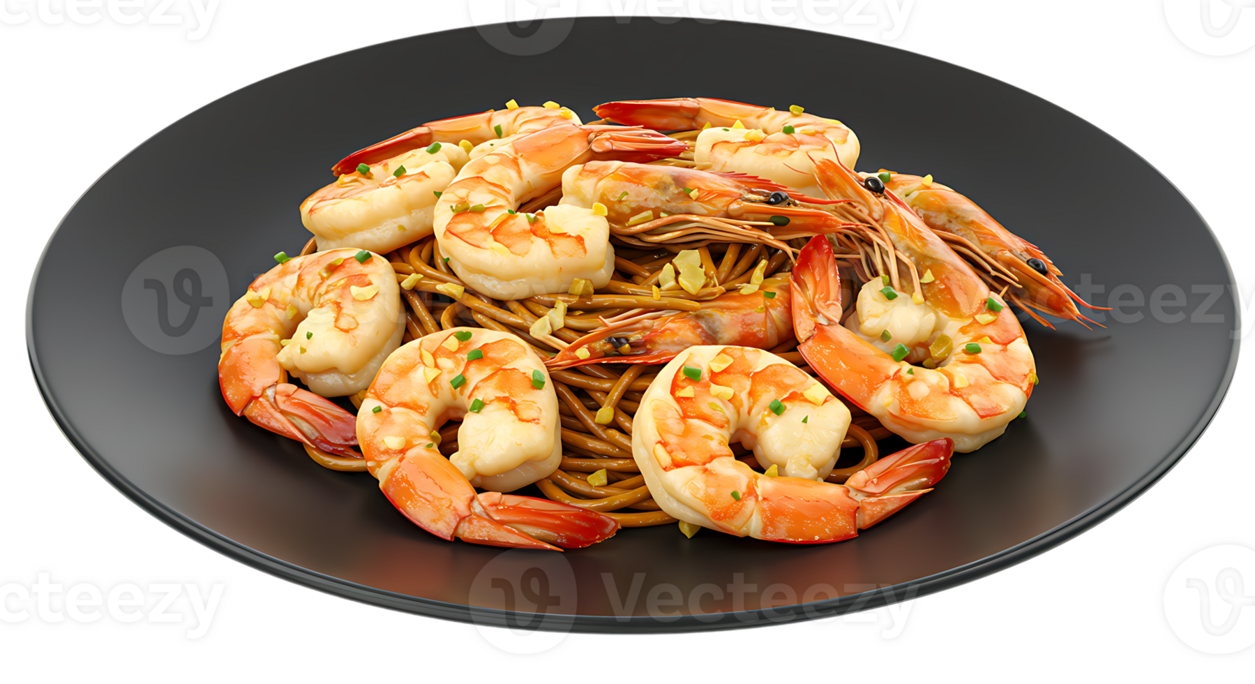 shrimp and noodles in a plate png