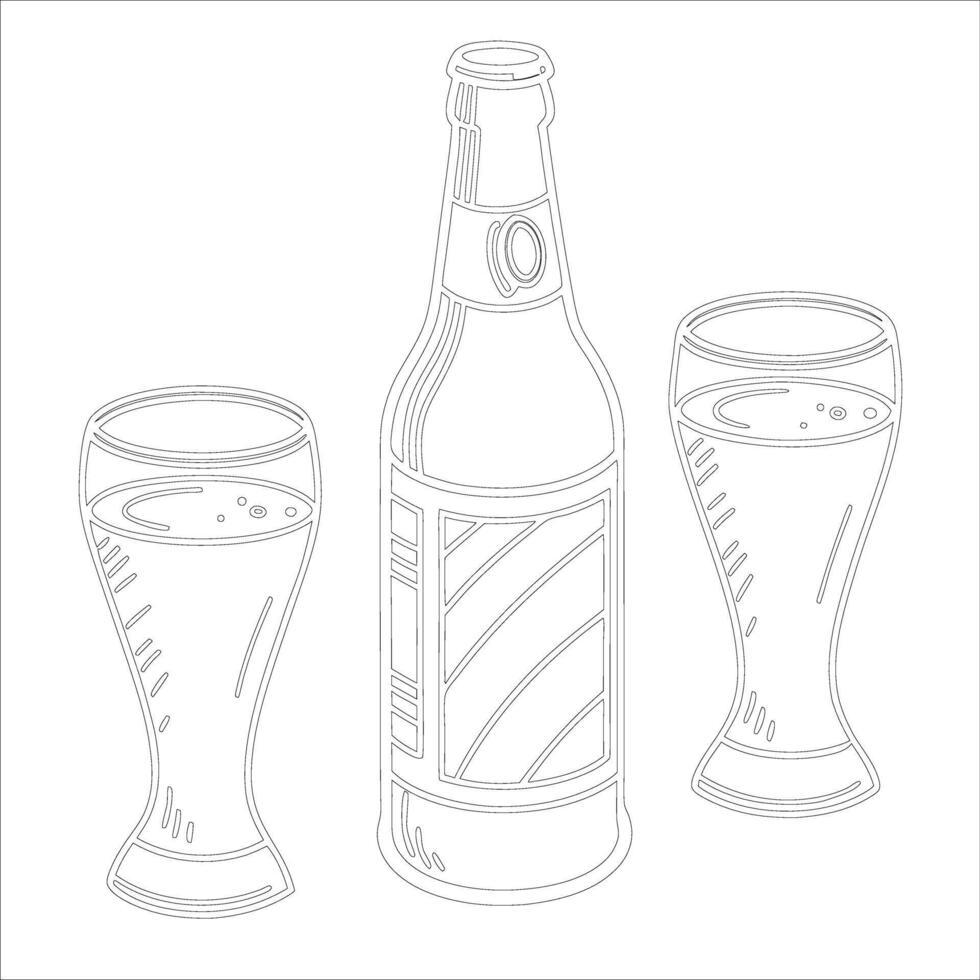 Craft Beer Glass Outline Hand Drawn vector