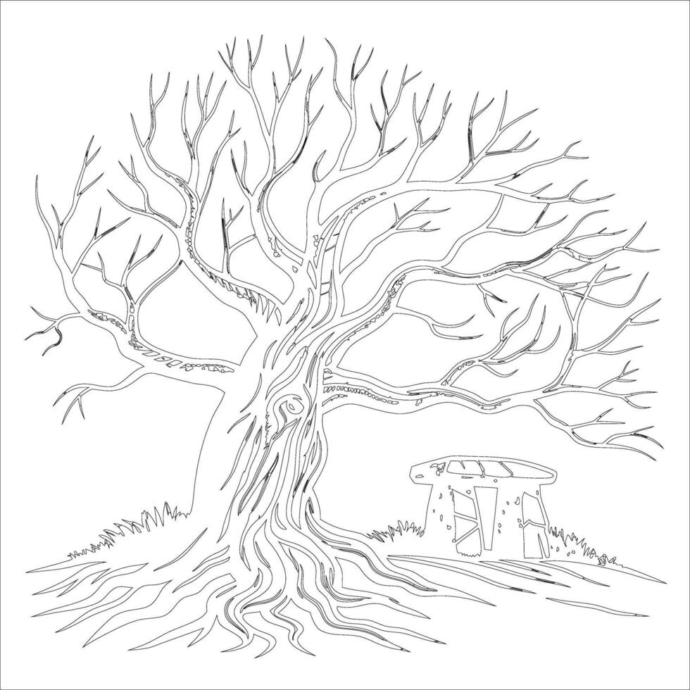 Twisted Spooky Tree Drawing vector
