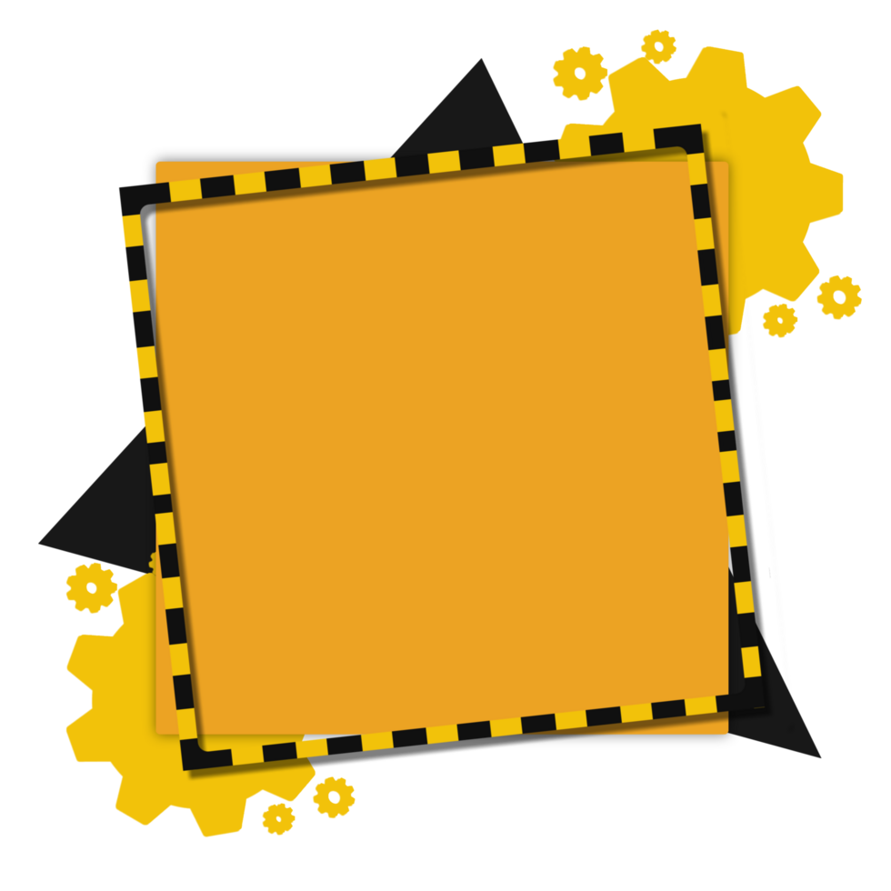 A square frame with gears and yellow lines png