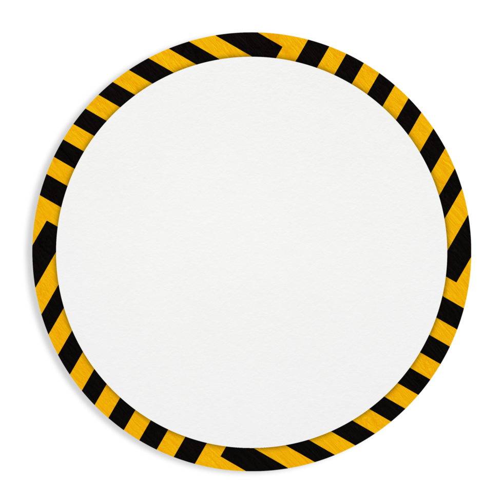 A circular white board with yellow and black stripes png