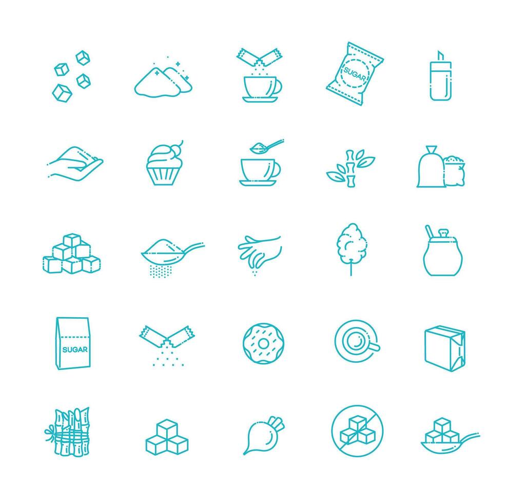Sugar icon set in thin line style vector