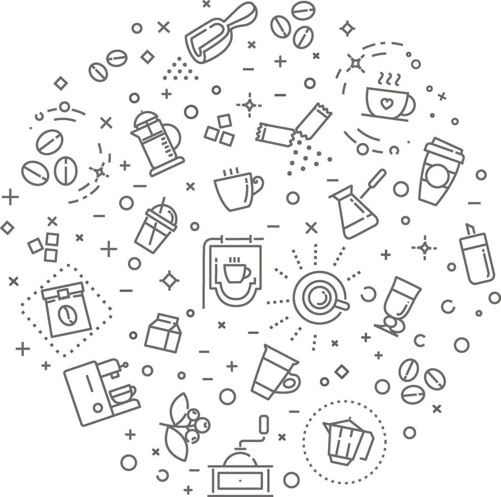 Coffee concept illustration, outline design template vector