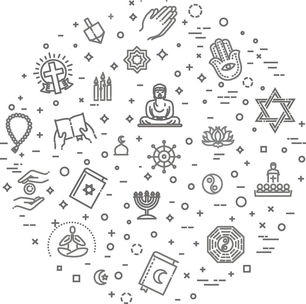 world religions symbols icons vector