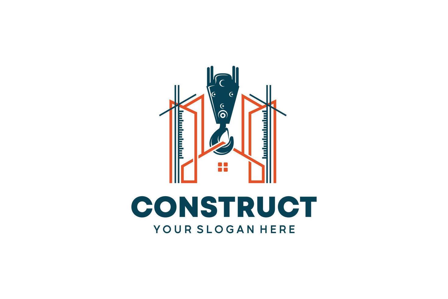Crane hook logo design with house and building logo symbol vector