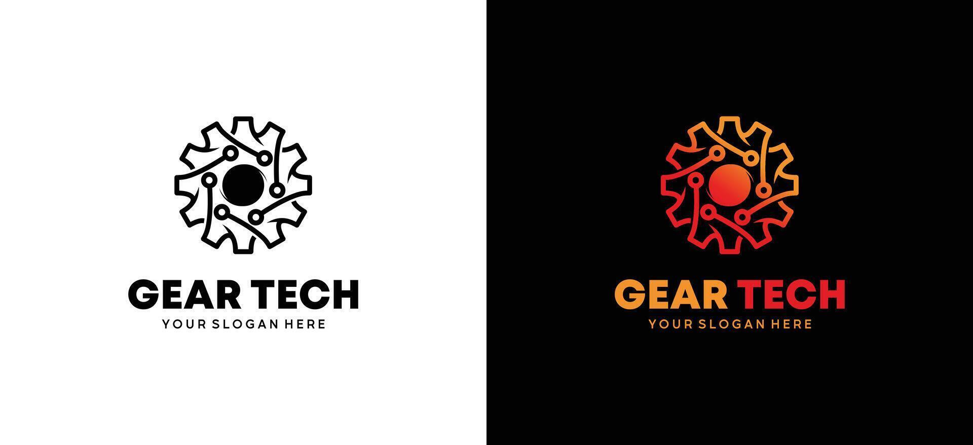 Technology gear logo illustration design template with modern concept vector