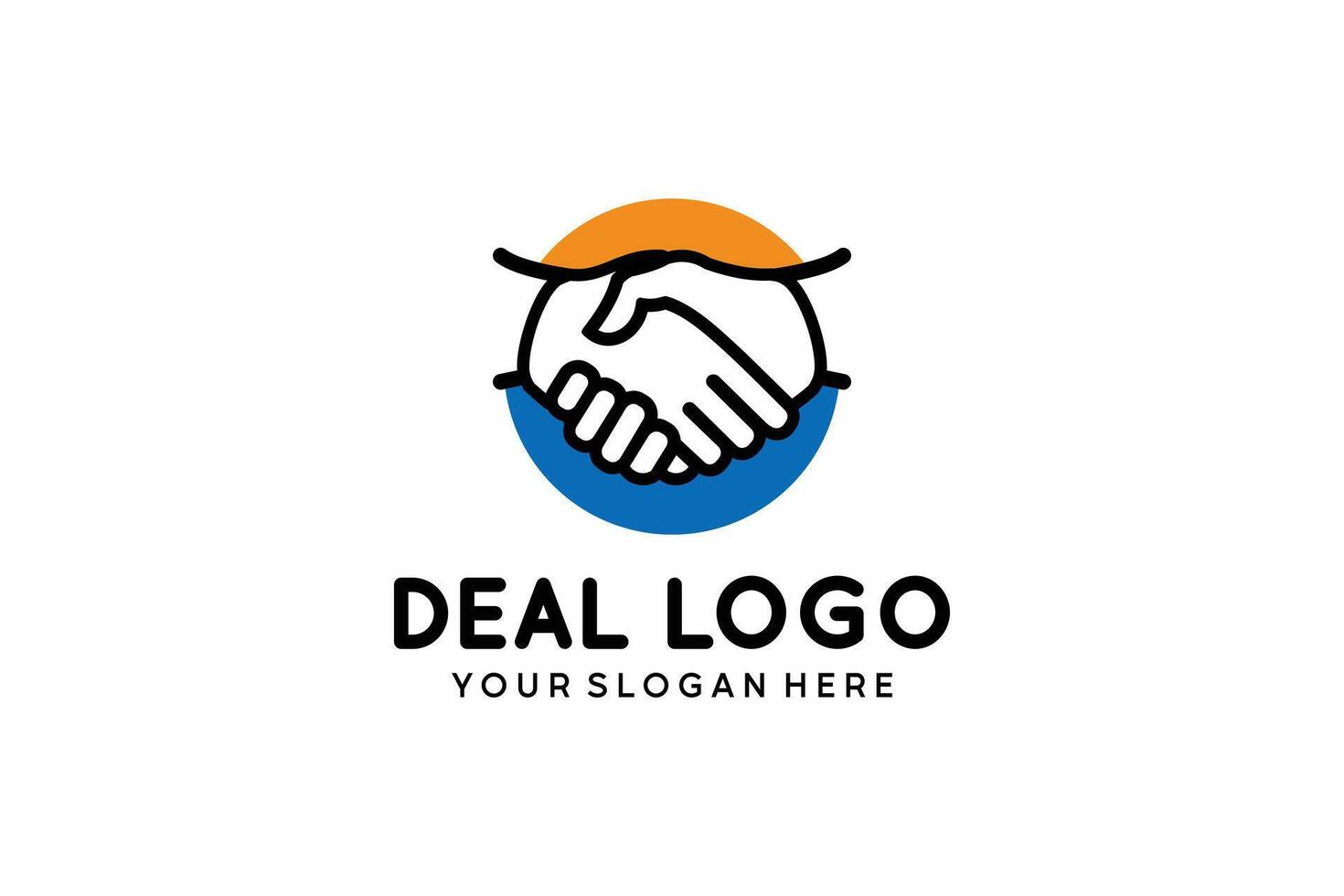Deal logo design. Handshake logo with simple outline concept vector