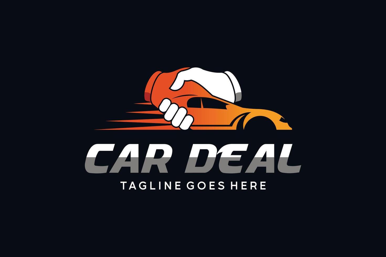 Car deal logo design. Handshake logo with car icon symbol combined vector