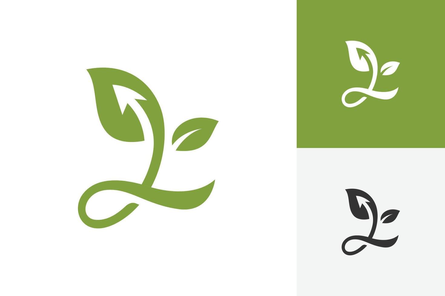 Letter L Leaf arrow logo icon design. growing business graphic symbol idea concept for investment logo design template vector