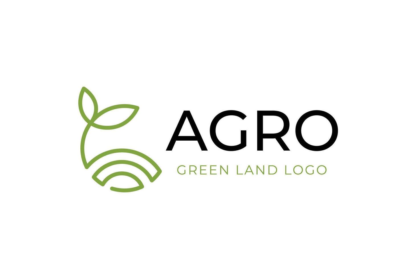 Simple Agriculture Logo icon for agronomy, farm, earth green land line style, graphic symbol illustration vector