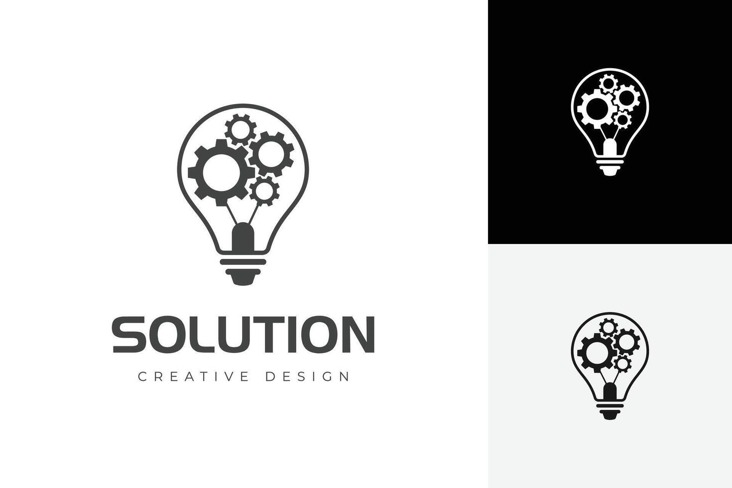 mechanism creative idea logo with bulb and gear graphic symbol for solution, engineering, machinery logo template vector