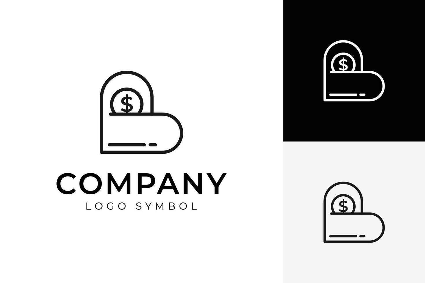 donate or saving logo icon design graphic symbol can be used charity, wallet, investment logo template vector