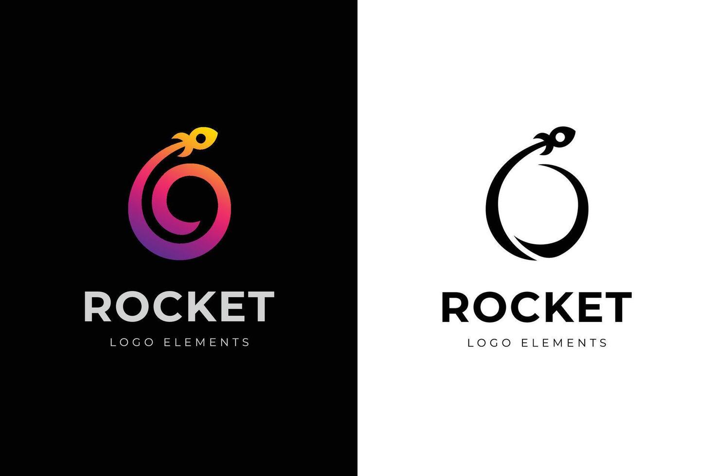 abstract round rocket spaceship launching logo icon design for start up company and astronomy logo template vector