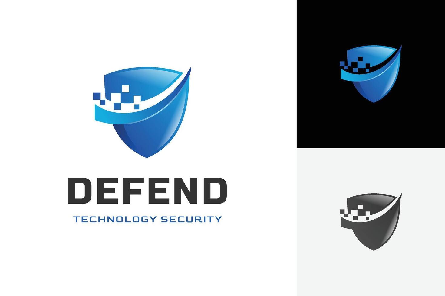 abstract Shield with digital pixel logo design, modern creative element concept. for cyber defend logo template vector