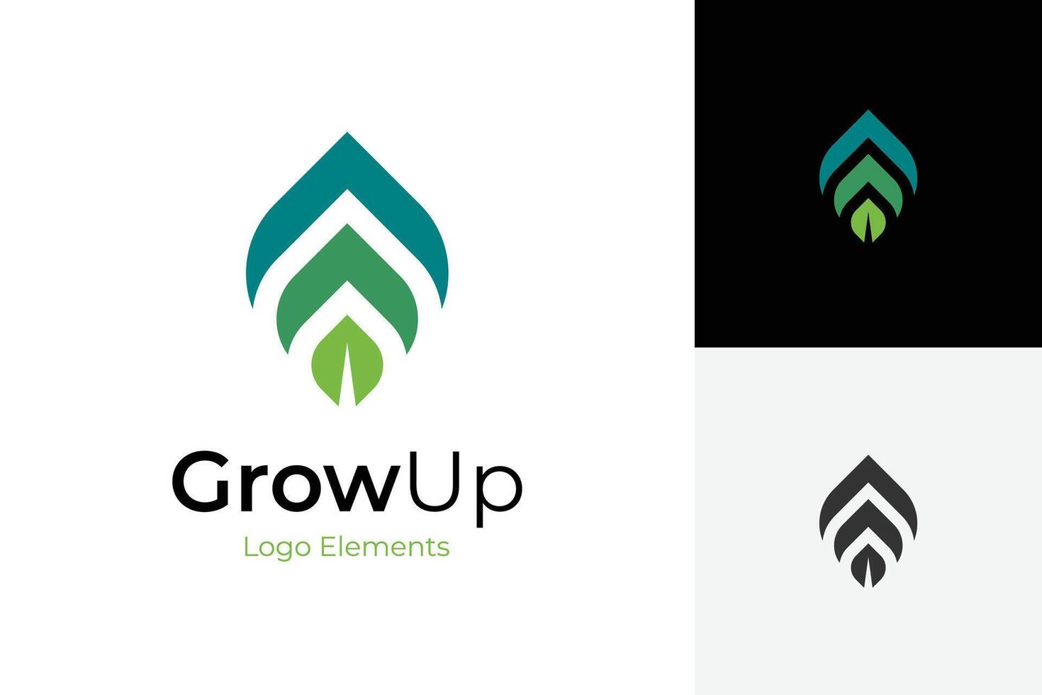 Finance growth leaf logo icon design with leaves and arrow graphic idea for Nature financial startup logo symbol vector