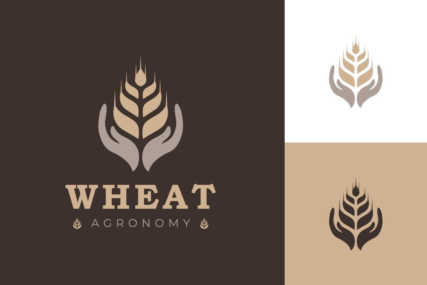 Wheat logo with hand graphic symbol for agronomy logo template vector
