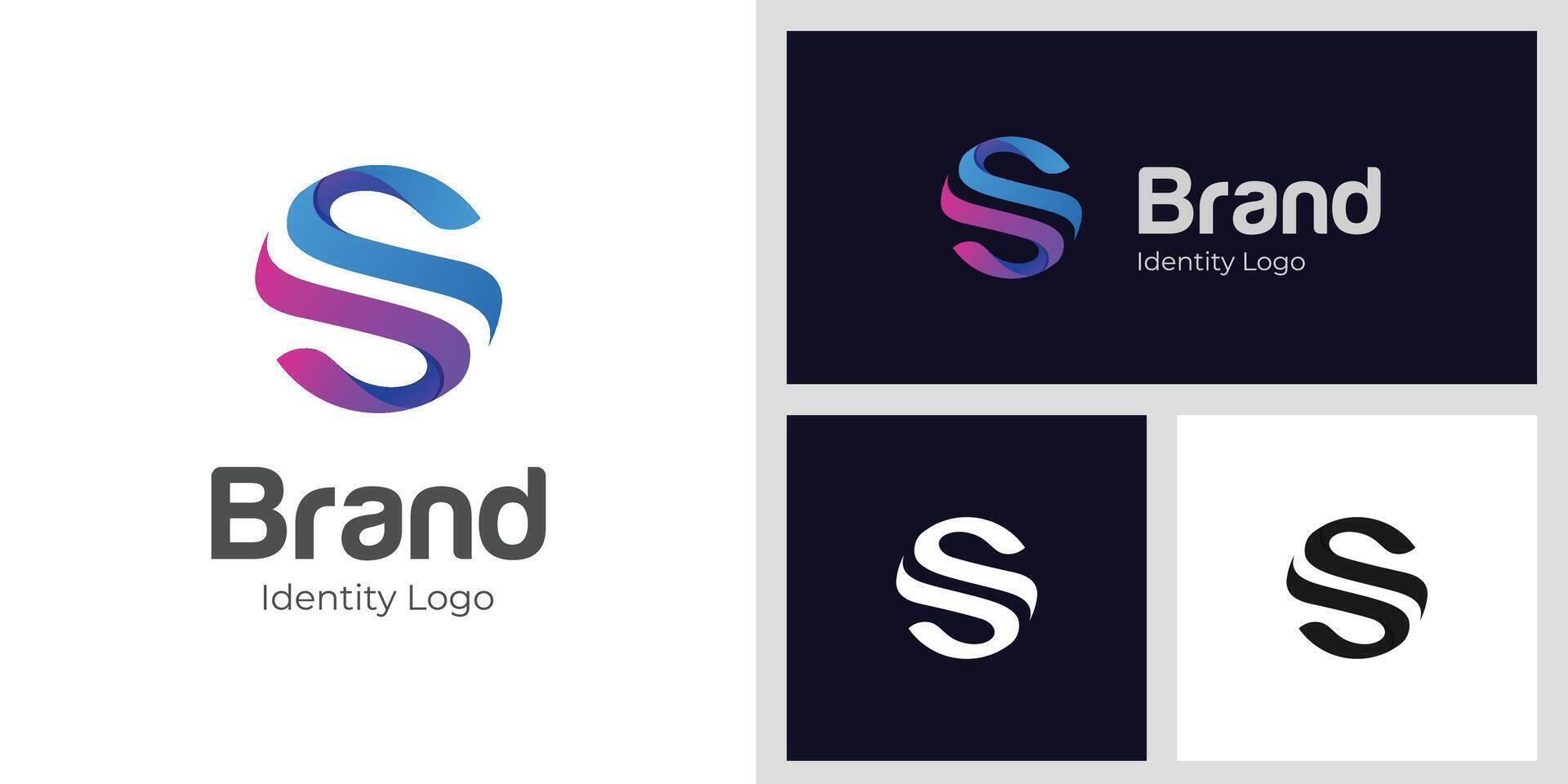 abstract letter S circle connection logo icon design gradient style with flat idea for brand tech logo, identity company logo template vector