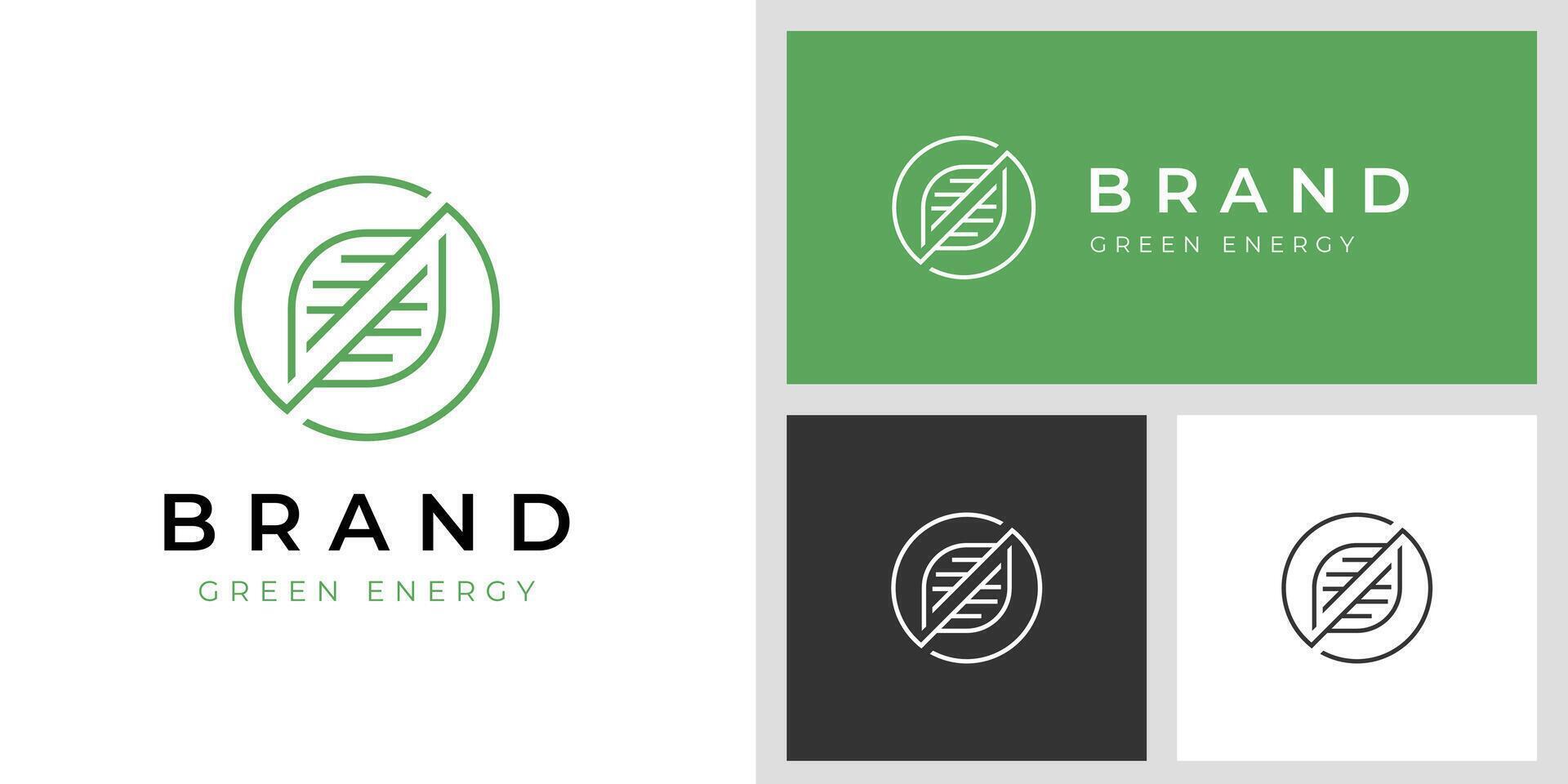 Abstract Leaf With circle logo icon design line style. Leaf health or herbal symbol for wellness logo template vector