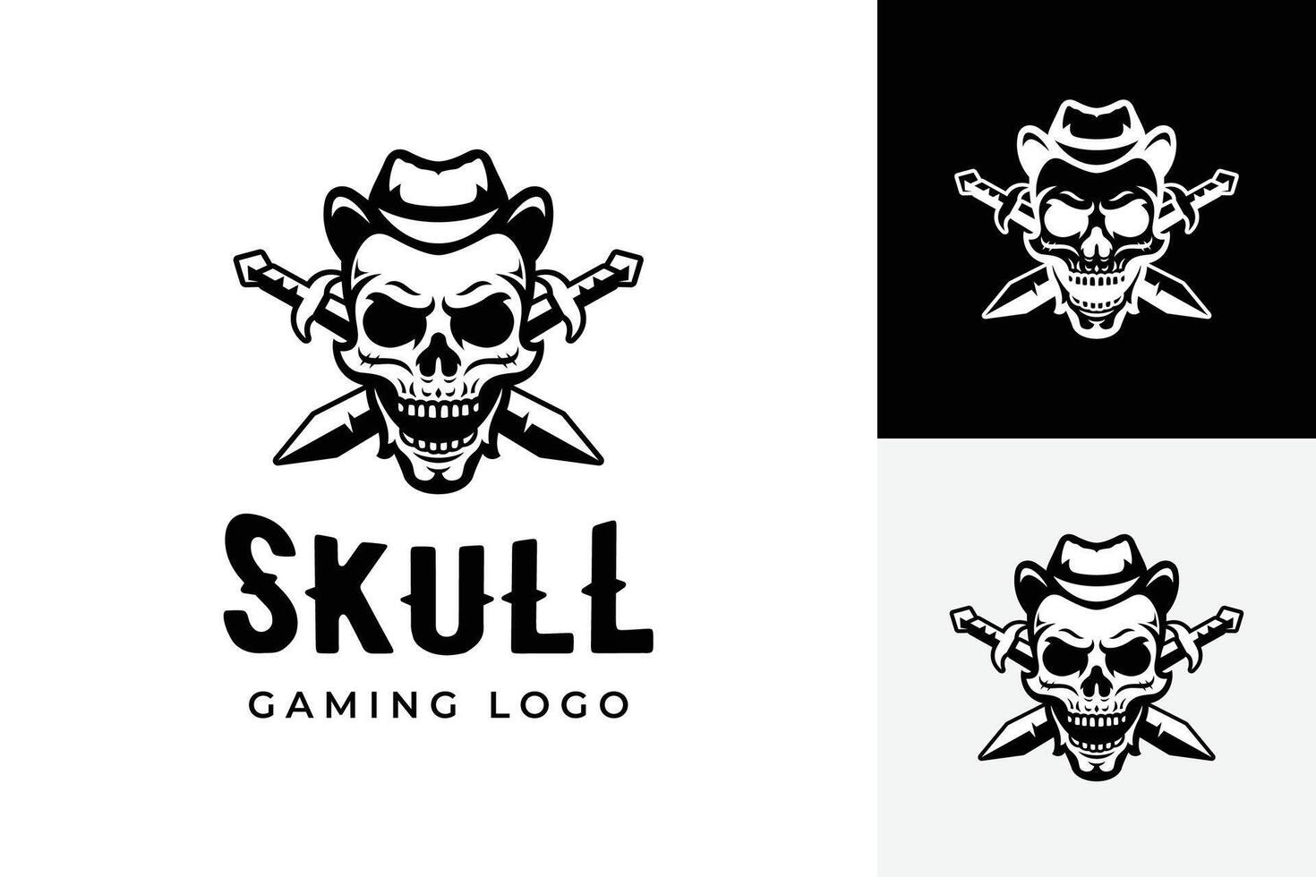 Retro Skull over crossed sabers with hat logo design. Concept danger, freedom and contempt for death symbol illustration vector