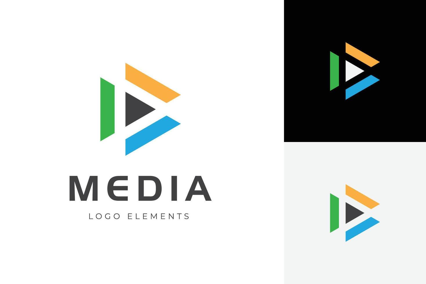 Play Media Logo with Play button graphic symbol for multimedia logo illustration vector