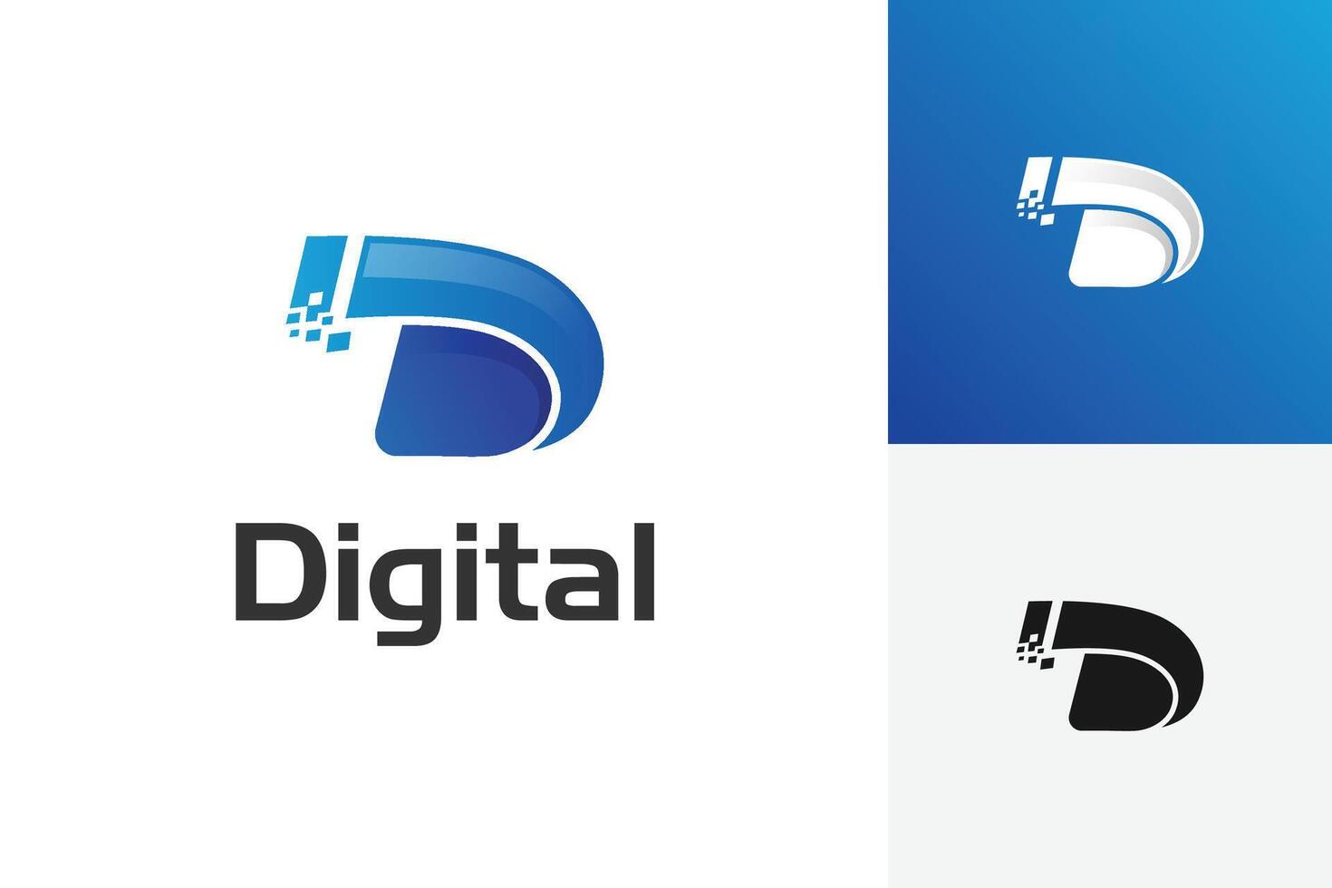 Abstract letter D digital with pixels logo icon design, letter ID logo element for technology identity vector