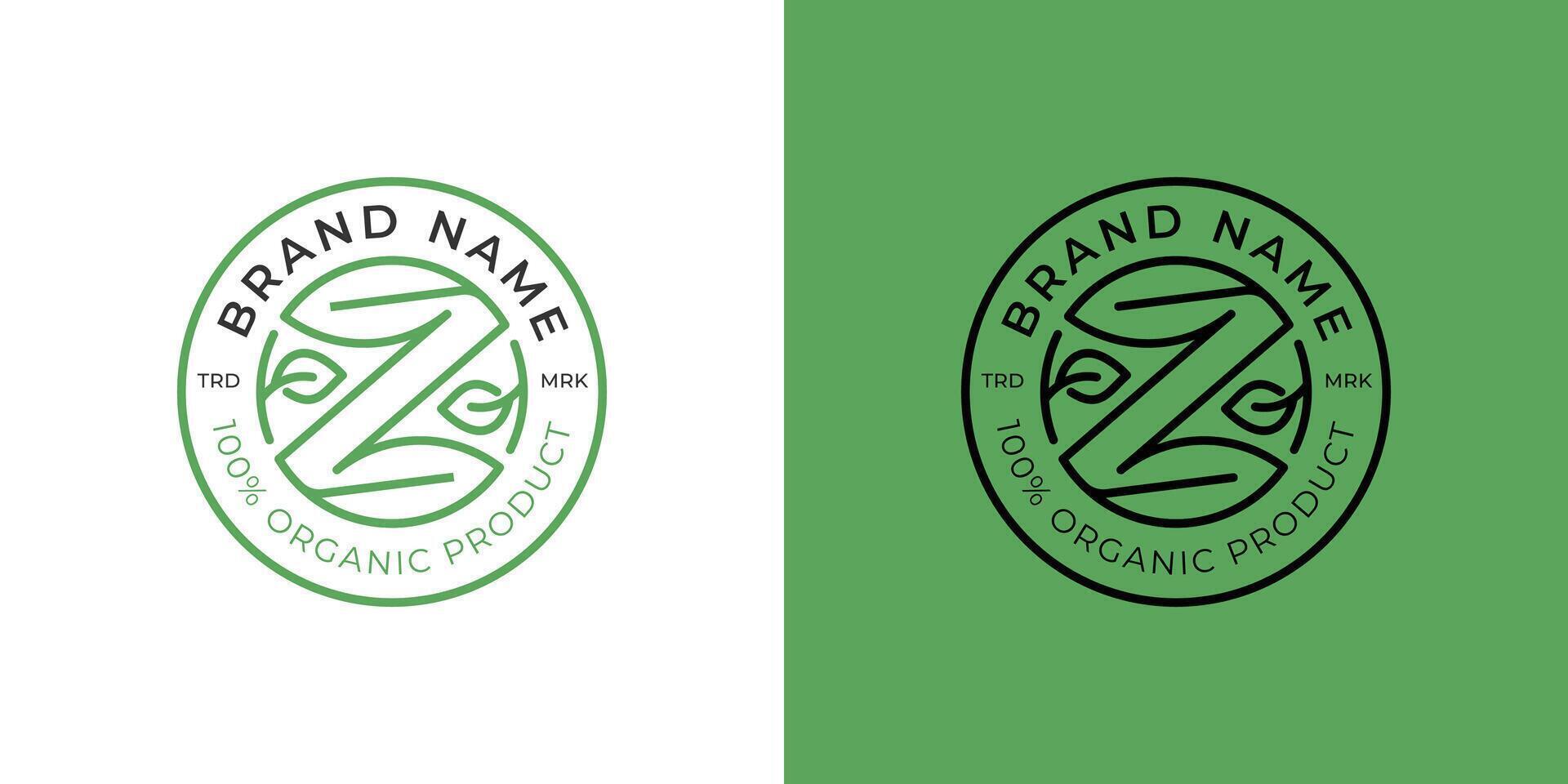 Nature brand mark with letter z leaf logo badge design, logo template vector