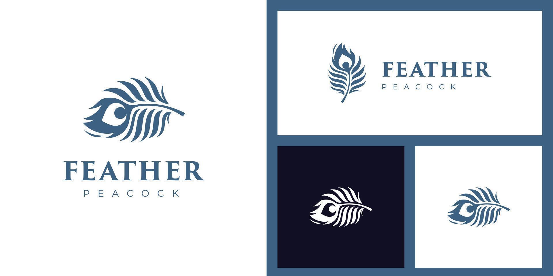 modern peacock feather logo icon design, beauty animal tail logo idea vector