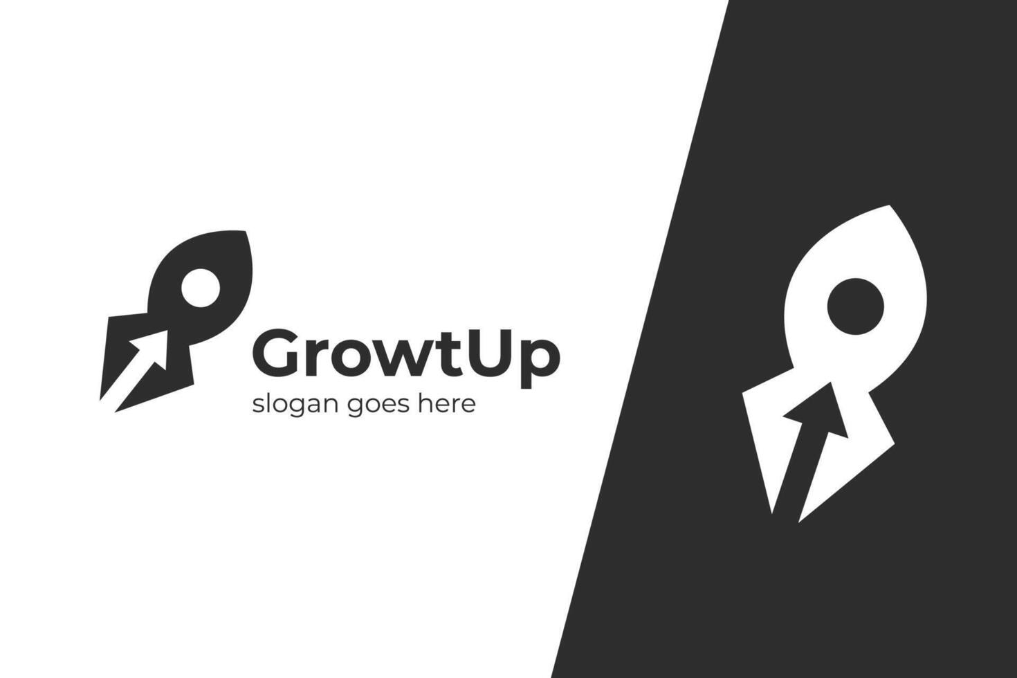 Rocket with Arrow up logo icon design for business start up, business progress symbol, marketing booster logo template vector