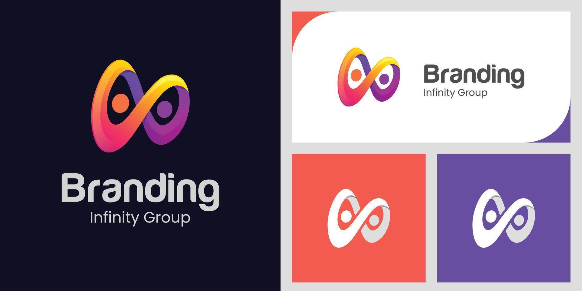 People Group logo design with infinite graphic symbol for Friendship, Networking, people group logo template vector