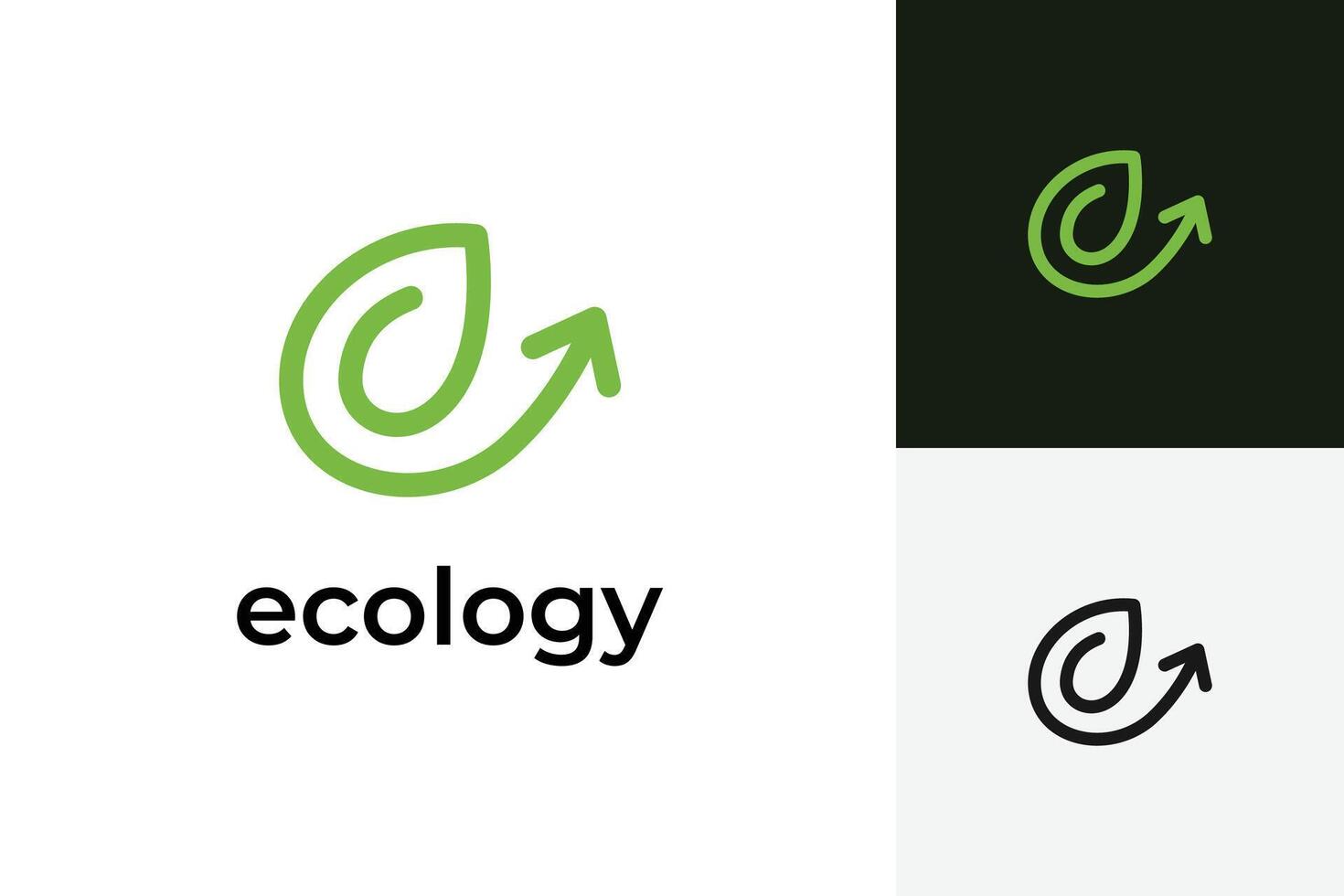 ecology letter e with leaf logo icon design graphic symbol for finance nature business growth up logo template vector
