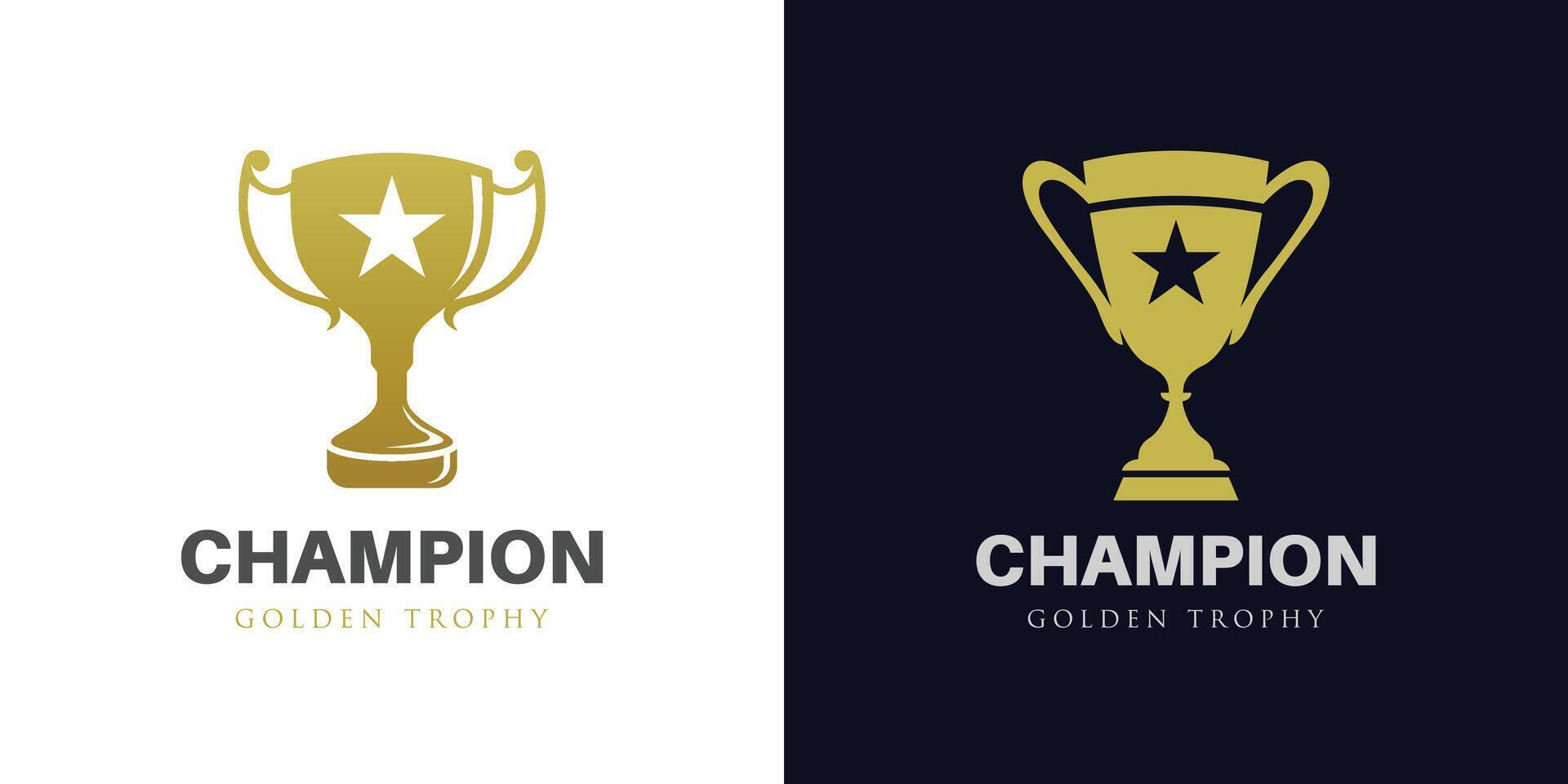 Trophy champion logo design, star graphic element. for winner award logo template vector