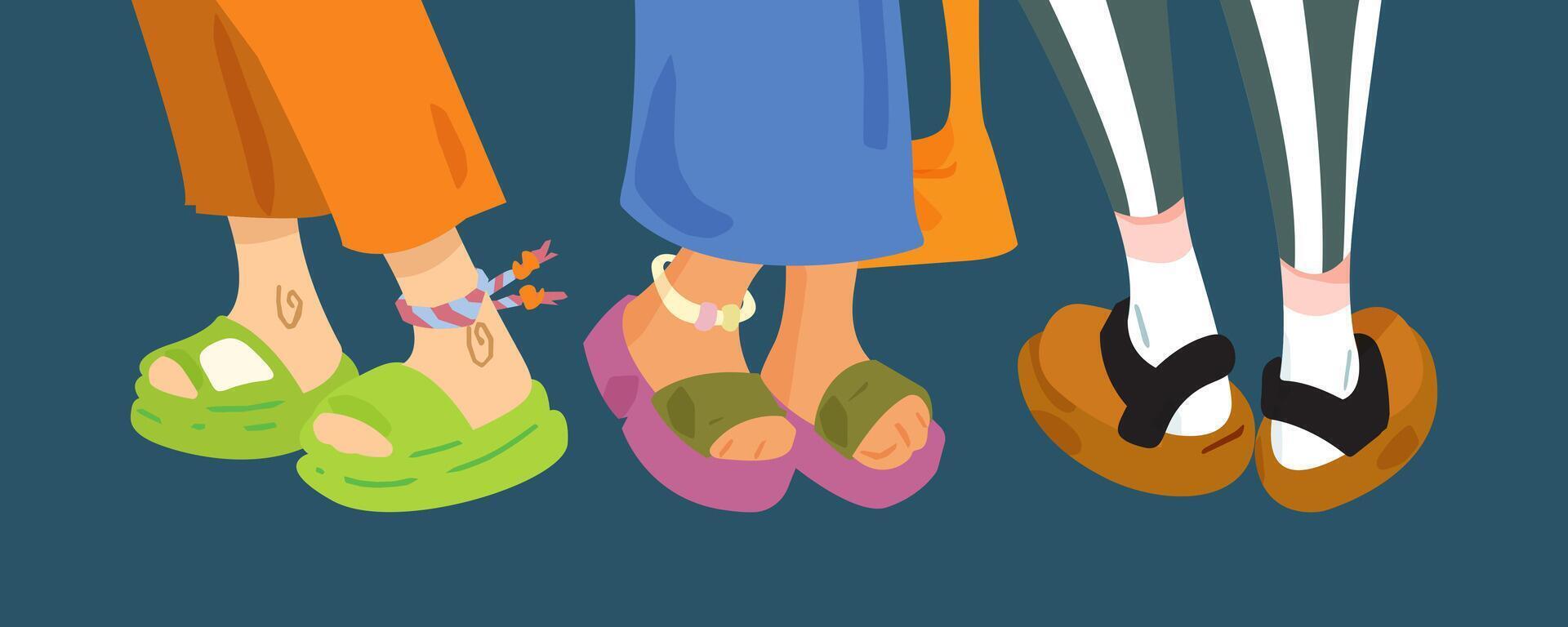 Cartoon Colorful Summer Shoes Illustration vector