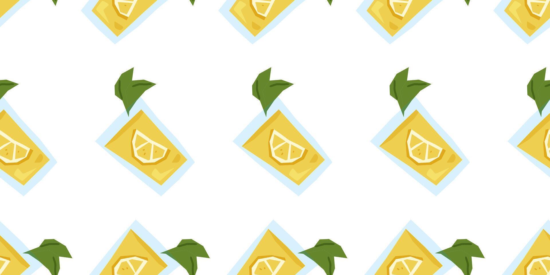 Seamless Cold Lemonade Glass Pattern vector