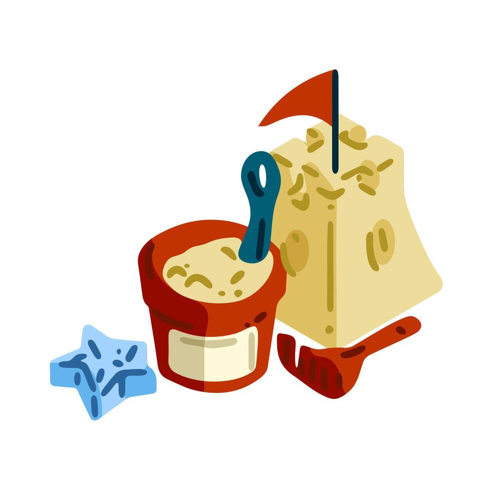 Cartoon Sandcastle and Bucket Illustration vector
