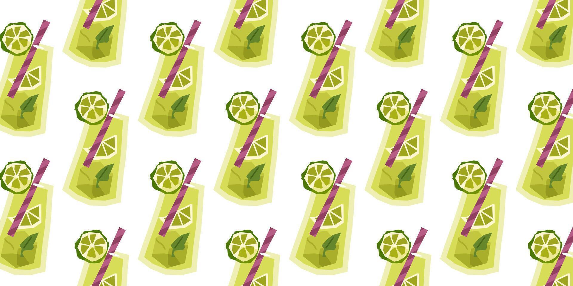 Seamless Lemonade Summer Drink Pattern vector