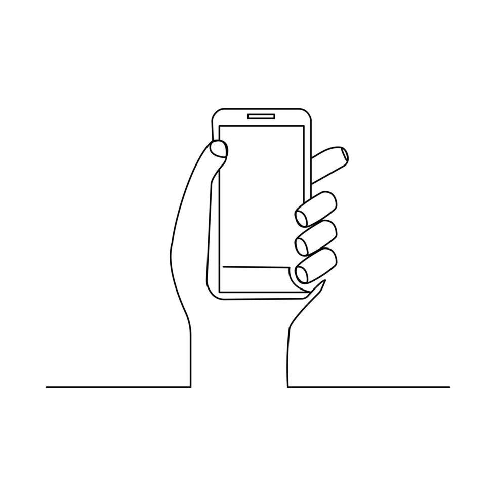 Simple minimalist hand icon created with one line vector