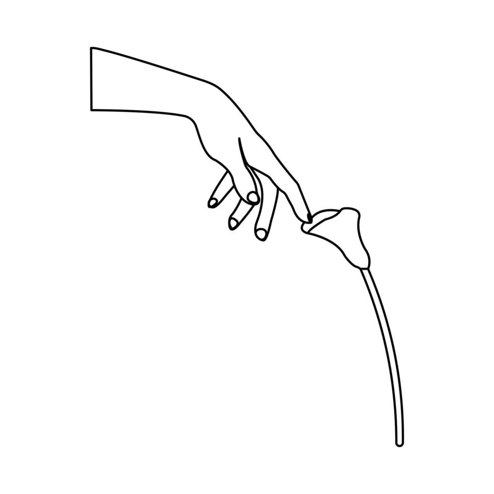 Single line minimalist hand art isolated on white vector