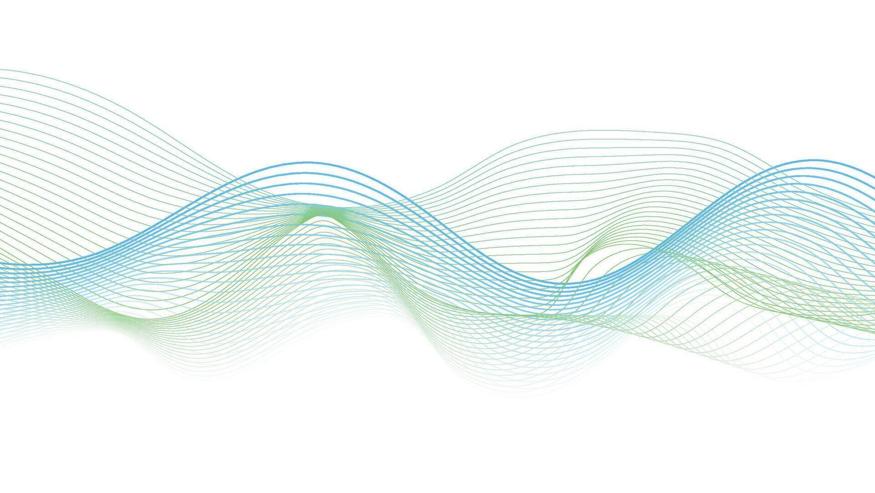 Futuristic Flowing Line Art with Blue and Green Gradient vector